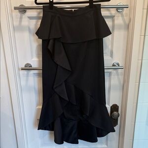 Alice + Olivia Elegant Black Ruffled Skirt